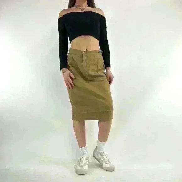 90s vintage les copains high waisted midi skirt with back slit - Picture 4 of 7